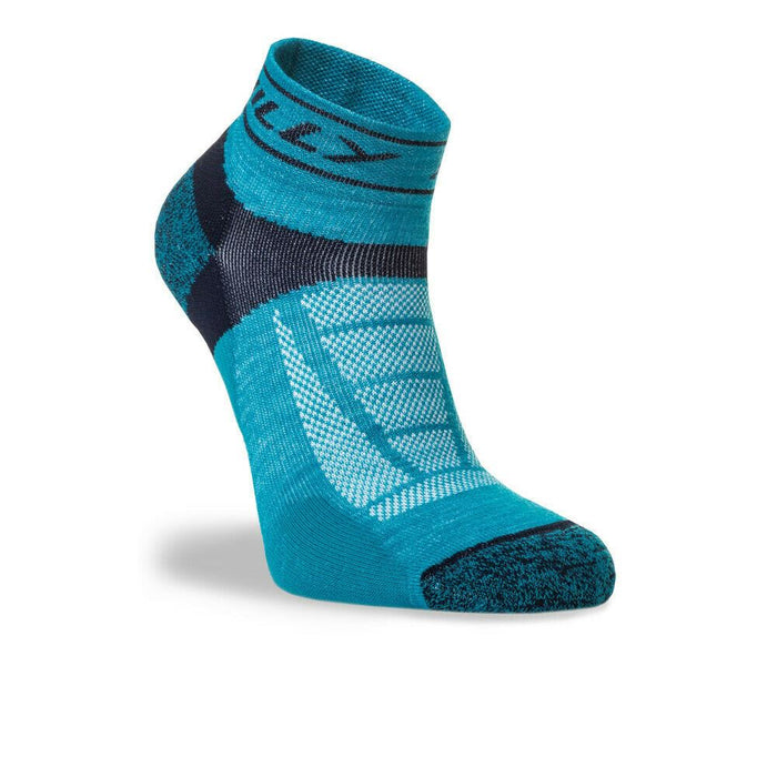 Hilly Trail Quarter Off Road Cushioned Running Socks - Turquoise / Navy