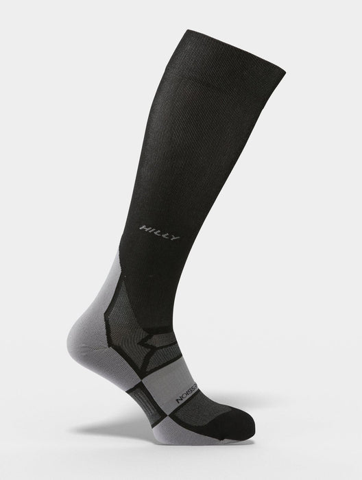 Hilly Unisex Pulse Compression Sock Sports Running Socks - Black / Grey