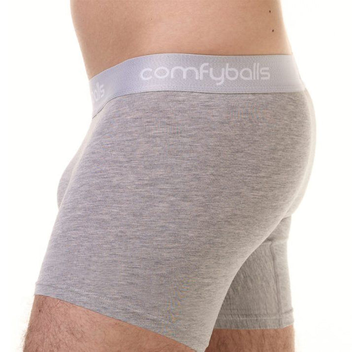Comfyballs Long Boxer Shorts Mens Comfycel Classic Fit Extra Soft Underwear-Grey