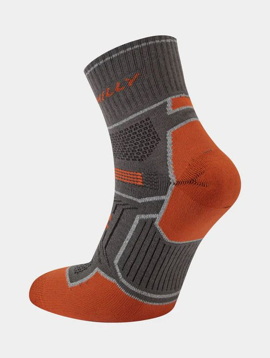 Hilly Twin Skin Anklet Socks Maximum Cushioning Running Walking - Dark Grey/Orange