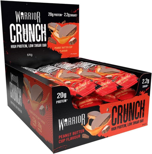 Warrior Crunch Bars High Protein Low Carbs Muscle Growth Peanut Butter 12 x 64gWarrior