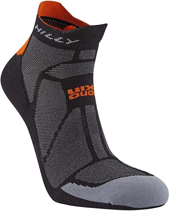 Hilly Unisex Marathon Fresh Socklets Running Socks Black/Orange - 3 Pairs for 2