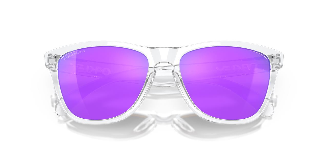 Oakley Frogskins Sunglasses Violet Lenses Polished Clear Stylish Frame Driving