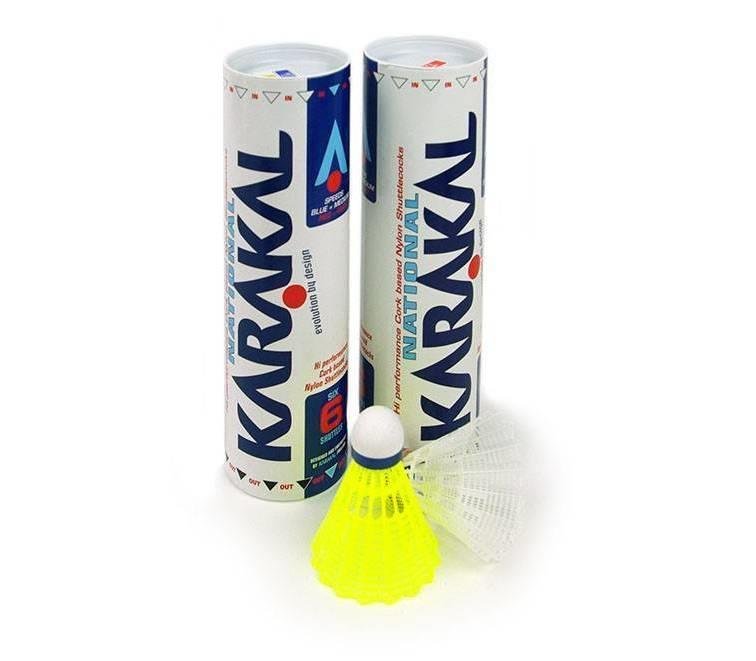 Karakal Badminton National Shuttlecocks - Nylon - Medium Blue Speed - Pack of 6Karakal