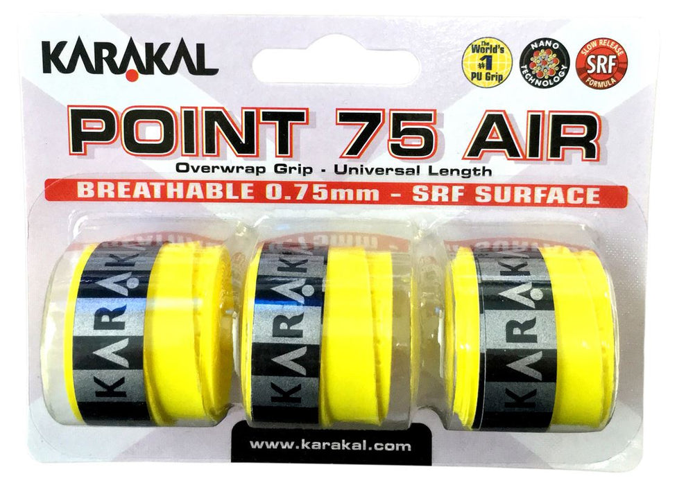 3x Karakal Point 75 Air Overwrap Grip Anti Slip Racquet Protector