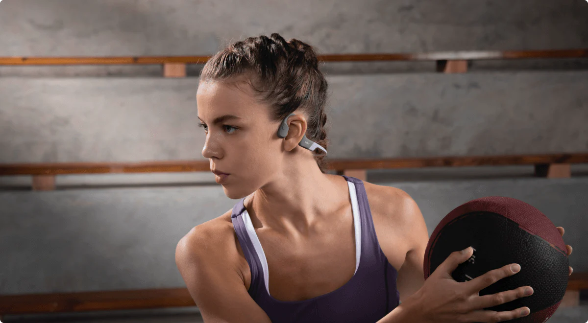 Shokz OpenRun Mini Bluetooth Open Ear Bone Conduction Headphones Magnetic Charge - Grey