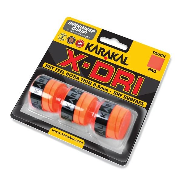 3x Karakal X - DRI Overwrap Super Soft Ultra Thin Racket Grip OrangeFITNESS360