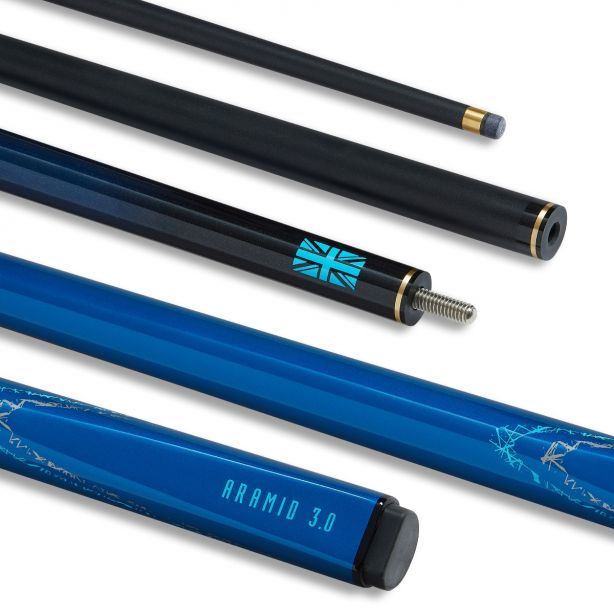 Powerglide  Aramid Graphite Snooker Cue Carbon Composite 2 Piece 57" 10mm Tip - BluePowerGlide