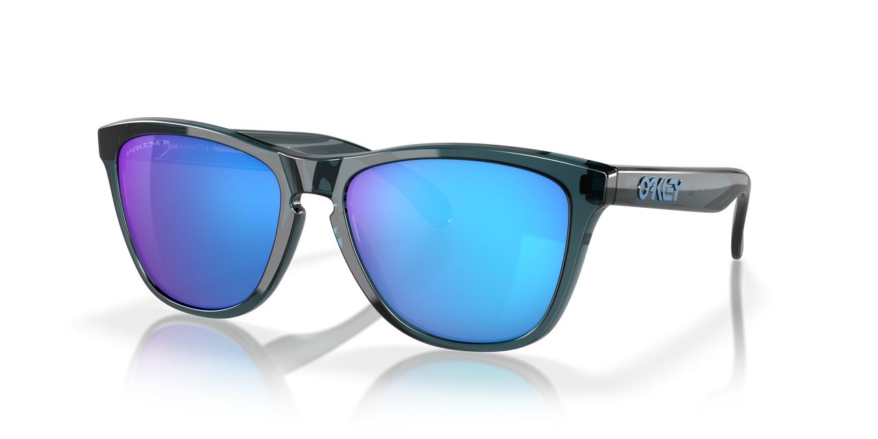 Oakley Frogskins Sunglasses Sapphire Polarized Lenses Crystal Black Sports Frame