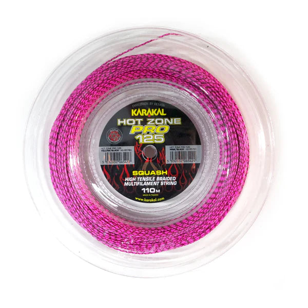 Karakal Hot Zone Pro 125 Squash Racket String Braided 11m Coil - Pink/Black