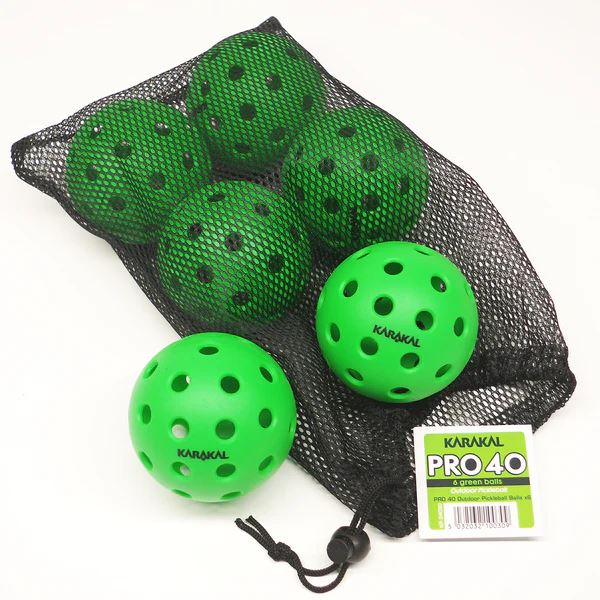 Karakal Pro 40 Outdoor Pickleballs 40 Precision Holes Pack Of 6 Green