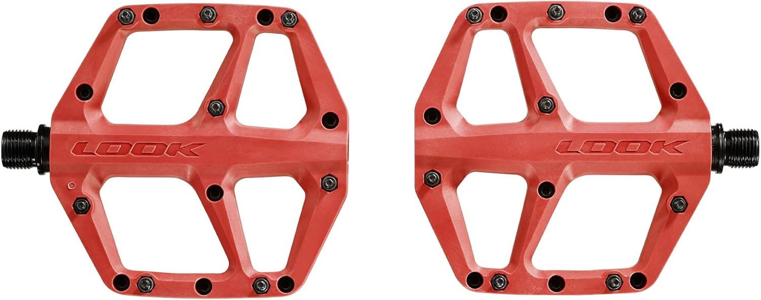 LOOK Trail Fusion Bike Pedals Lightweight Composite Flat With 8 Pinks - Red