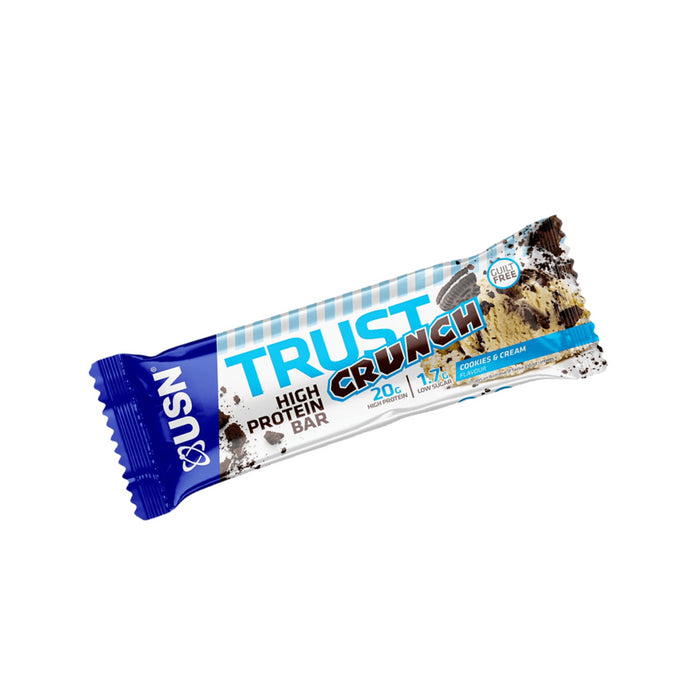 USN Trust Crunch Protein Bars 12 x 60g Healthy Nutritionals For Training-Cookies & Cream