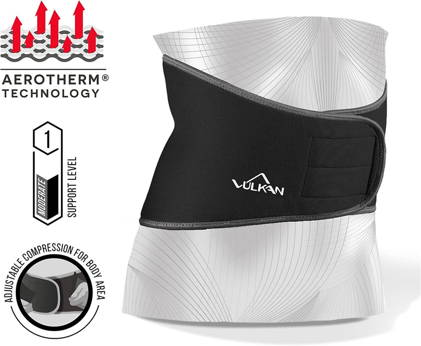 Vulkan Classic Back & Lumbar Support Brace in Black Made of Neoprene