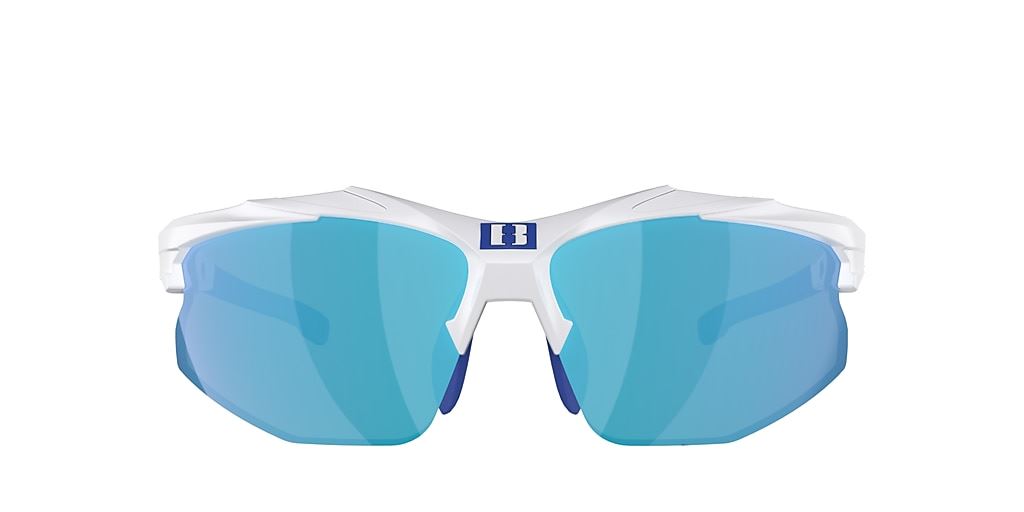 Bliz Hybrid Sunglasses Cycling Sports White Frame Smoke Blue Lens
