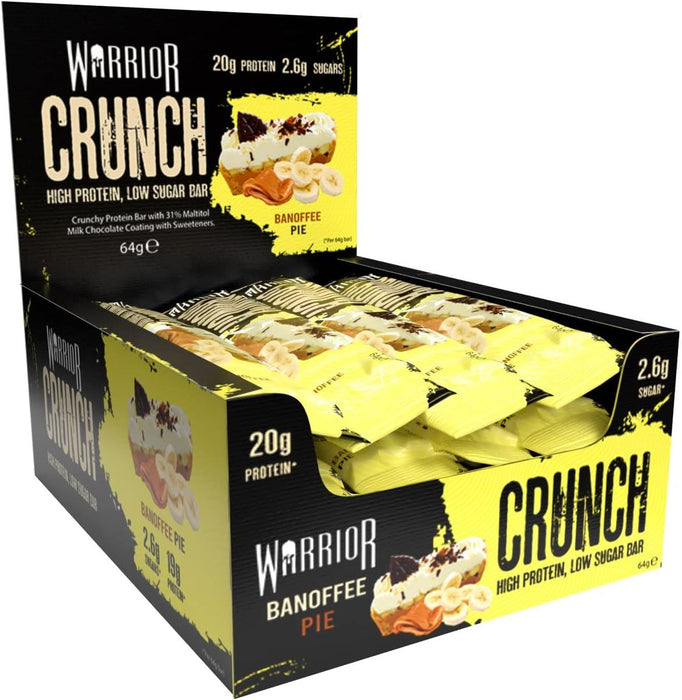 Warrior Crunch Bars High Protein Low Carbs Muscle Growth Banoffee Pie 12 x 64g