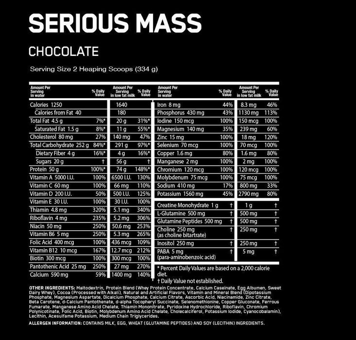 Optimum Nutrition Serious Mass Weight Muscle Gain Calorie Rich Protein - 5.45kg