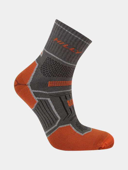 Hilly Twin Skin Anklet Socks Maximum Cushioning Running Walking - Dark Grey/Orange