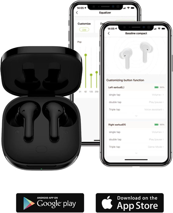 Bassline Compact True Wireless Ear Buds Sweat Proof 27 Hours Play Time Black