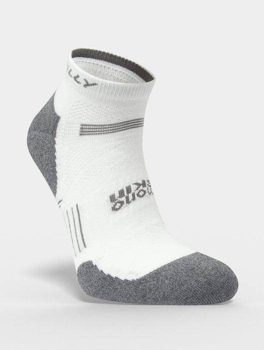 Hilly Unisex Supreme Quarter Cushioned Sports Running Socks - White / Grey Marl