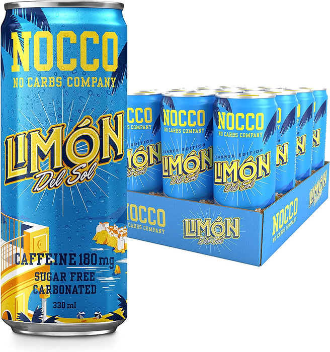 Nocco BCAA 12 x 330ml Caffeine & Vitamin Drinks w/ Green Tea - Limon Del Sol