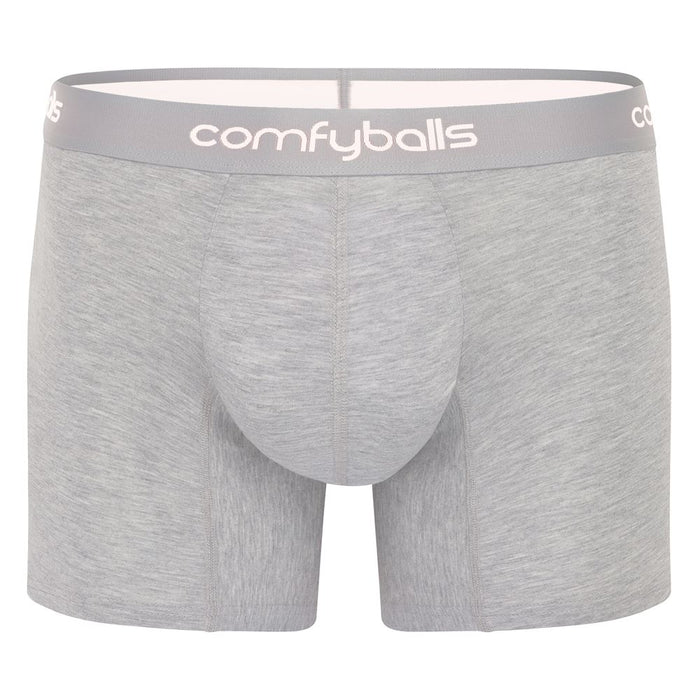 Comfyballs Long Boxer Shorts Mens Comfycel Classic Fit Extra Soft Underwear-Grey