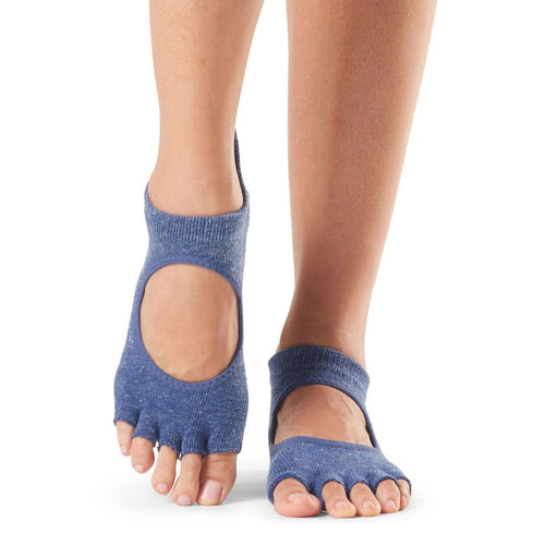 Toesox Womens Full Toe Bellarina Grip Socks Fitted Heel & Arch Band - Navy BlueToeSox