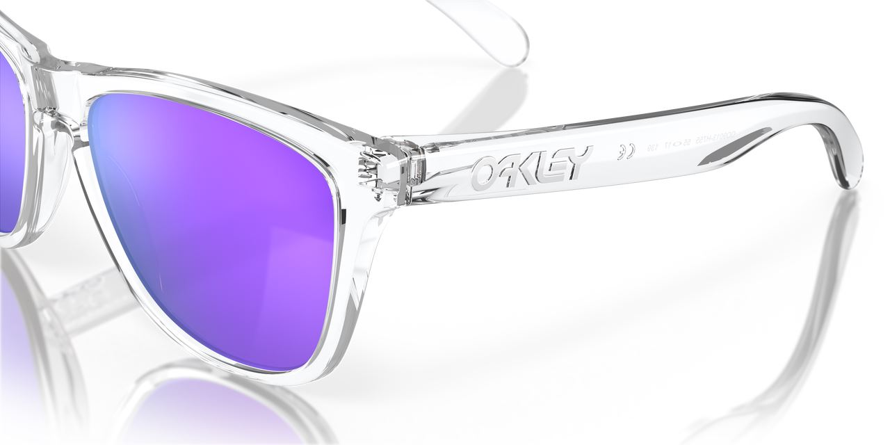 Oakley Frogskins Sunglasses Violet Lenses Polished Clear Stylish Frame Driving