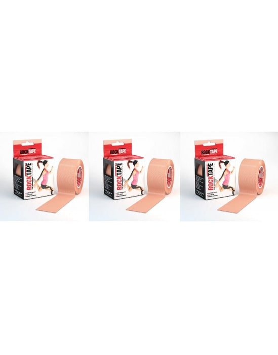 Rocktape Strong Adhesive Kinesiology Tape Standard Rolls x 3 - BeigeRockTape