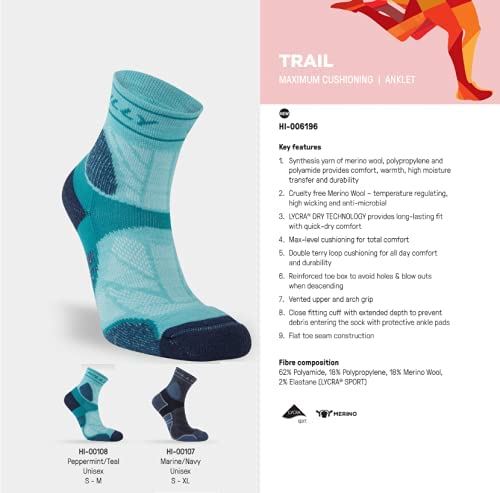 Hilly Trail Anklet Socks Mid Cushion Sports Running Pepper/Teal - 3 Pairs for 2Hilly