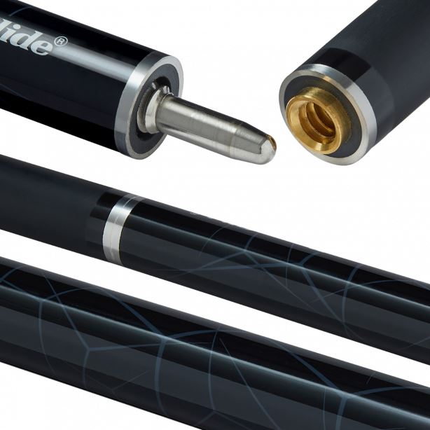 Powerglide  Noir Snooker Cue 2 Piece 57" Fibreglass Composite 10mm Tip Ultra Smooth Gloss Finish