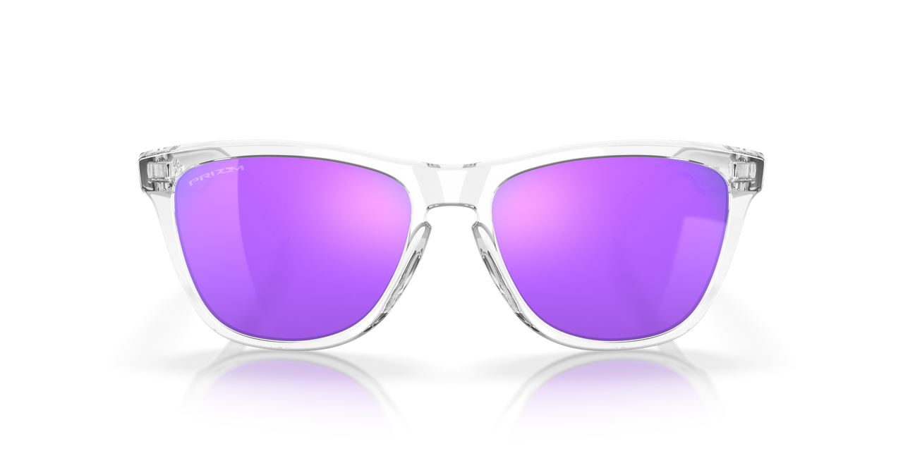 Oakley Frogskins Sunglasses Violet Lenses Polished Clear Stylish Frame Driving