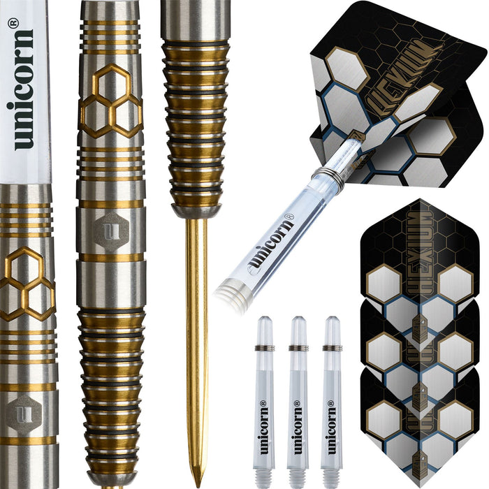 Unicorn Darts Hexium Gold & Black Style 3 Steel Tip 90% Tungsten Dart Set