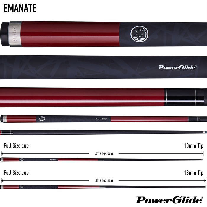 PowerGlide Emanate Pool Cue Composite Carbon Fibre 10mm Tip