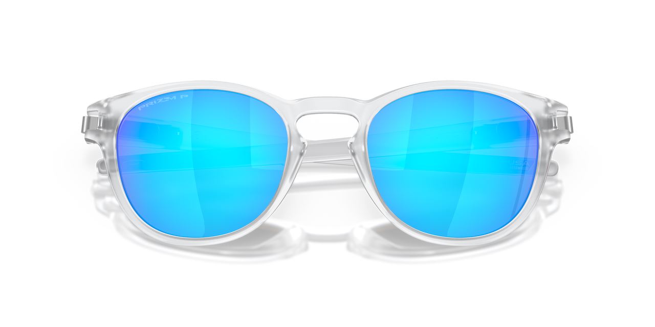 Oakley Latch Sunglasses Sapphire Polarized Lenses Matte Clear Frame Glasses