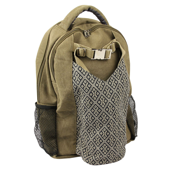 Fitness Mad Yoga Mat Backpack Essentials Bag - Khaki
