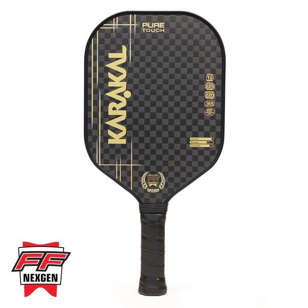 Karakal Pure Touch Gold Pickleball Paddle 225g 12K Carbon PP Honeycomb Core