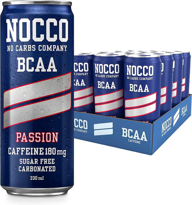 Nocco BCAA 12 x 330ml Caffeine & Vitamin Drinks w/ Green Tea - Passion