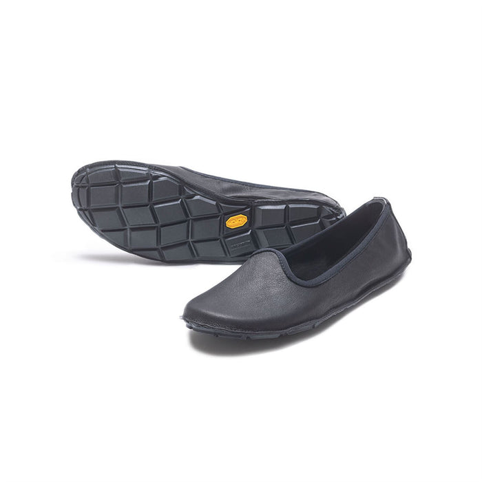 Vibram Mens Loafer Slip-On Leather Shoes Foldable Lightweight One Quarter Black