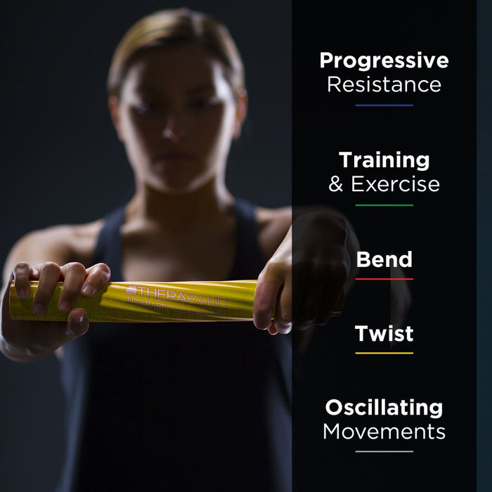TheraBand FlexBar Strengthen Wrists Elbows & Forearms Resistance Training ( Yellow ) Extra Light