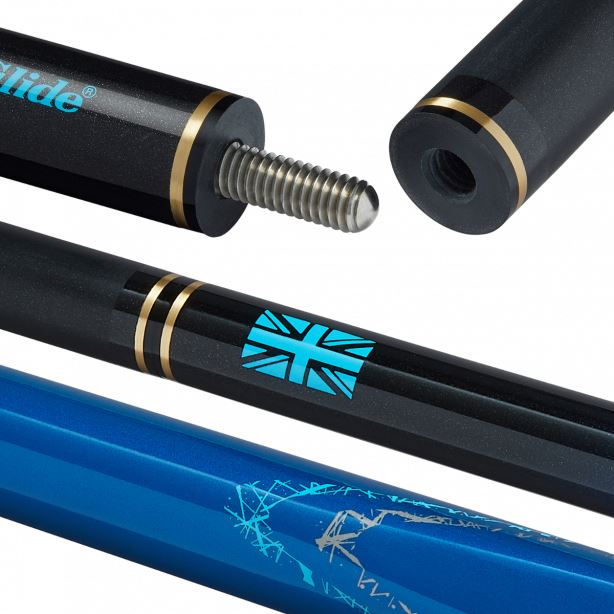 Powerglide  Aramid Graphite Snooker Cue Carbon Composite 2 Piece 57" 10mm Tip - Blue