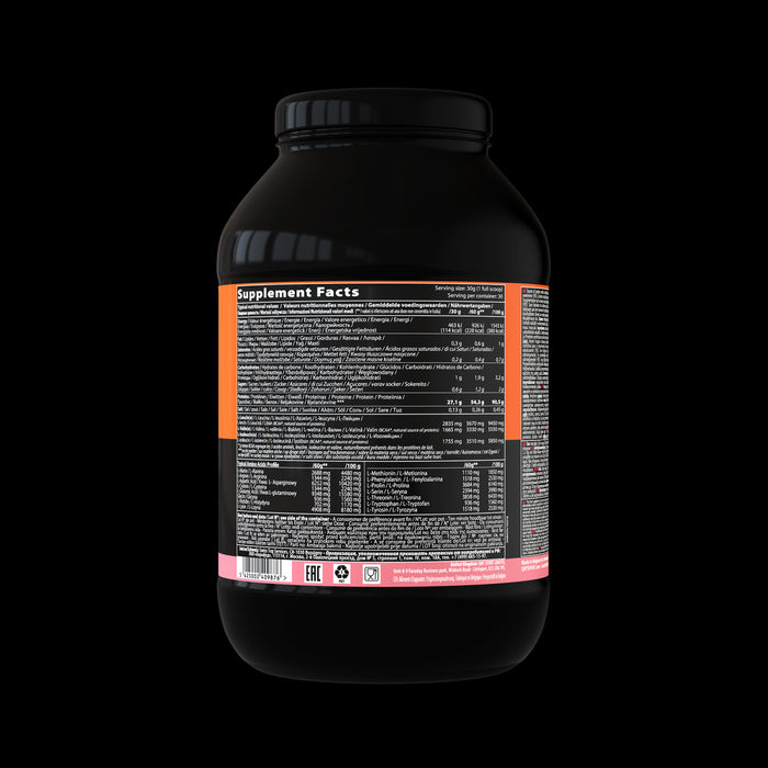 QNT Metpaure Zero Carb Fat Free Whey Protein Isolate Powder (Strawberry Banana) 908g