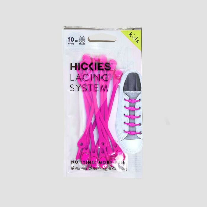 Hickies Laces Kids No Tie Elastic Shoelaces Trainers Straps 14 Pack - Neon Pink