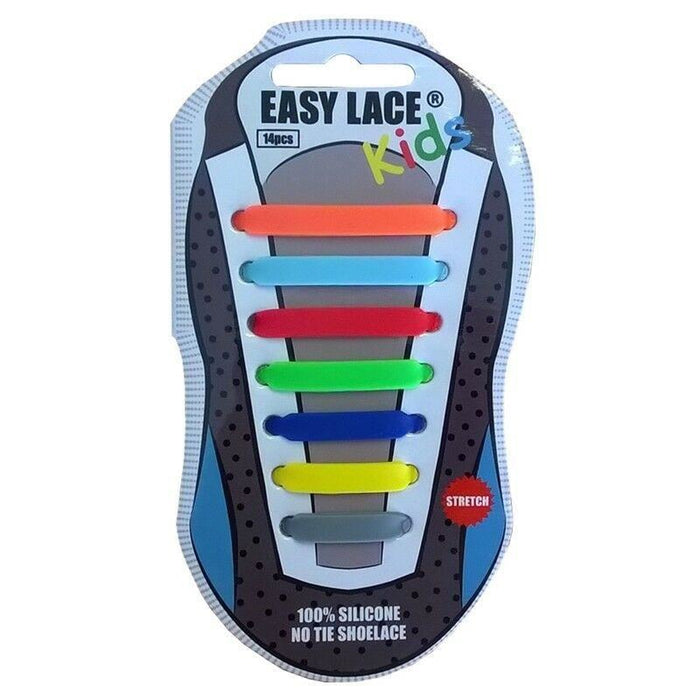 EASY LACE KIDS NO TIE ELASTIC SILICONE SLIP ON SHOELACES 14 PIECES