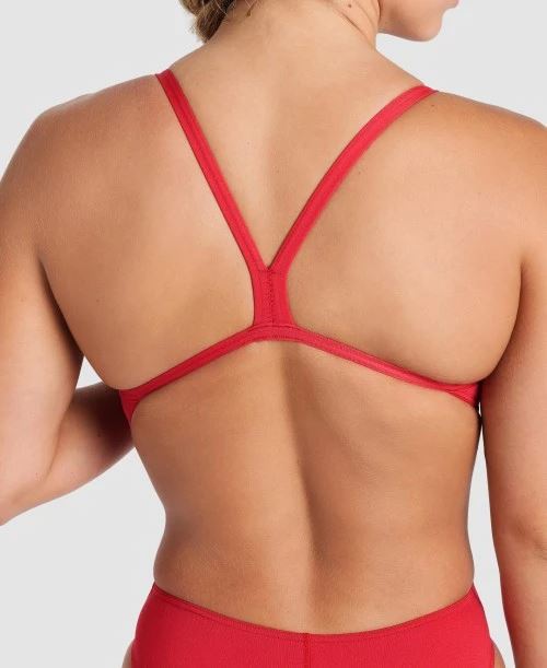 Arena Women Team Swimsuit Solid Challenge Back Maxlife Athletic Bathing Suit Red
