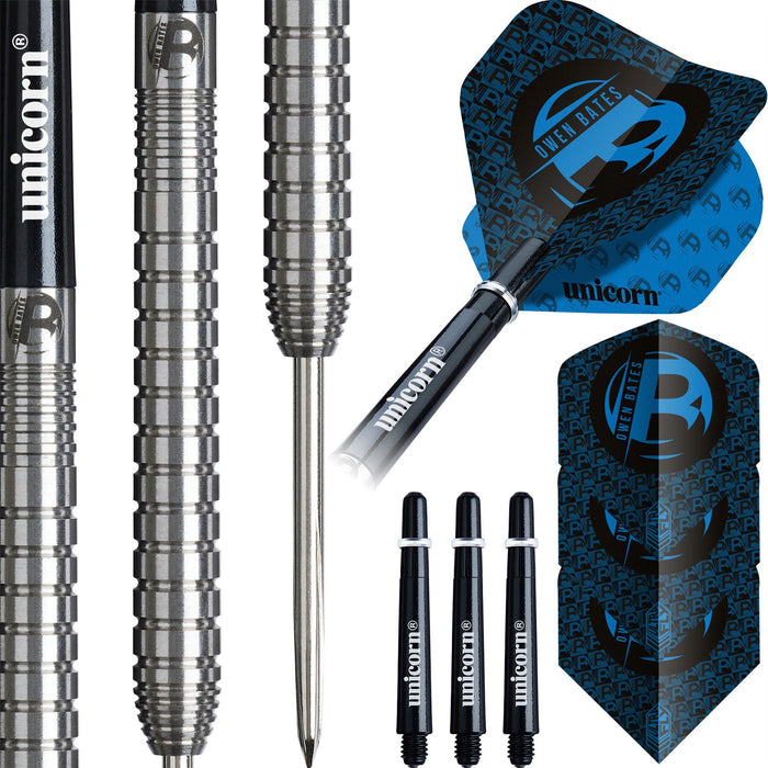 Unicorn Owen Bates 90% Tungsten 24g Steel Tip Darts – Precision Contender Set