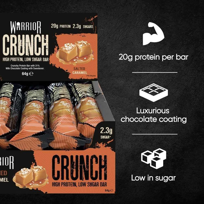 Warrior Crunch Bars High Protein Low Carbs Muscle Building Gym Training 12 x 64g