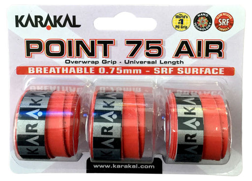 3x Karakal Point 75 Air Overwrap Grip Anti Slip Racquet ProtectorFITNESS360