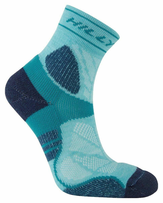 Hilly Womens Trail Anklet Max Cushion Sports Running Socks - Peppermint / Teal
