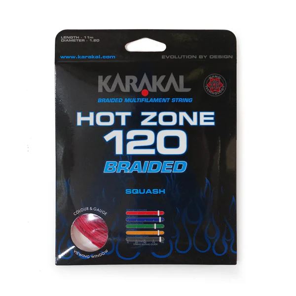 Karakal Hot Zone Braided 120 – Premium Squash Racket String 220m Coil - Red